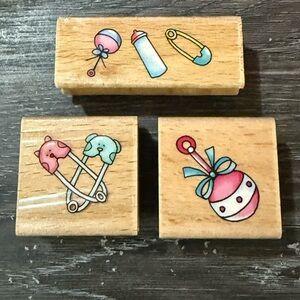 Colorful Baby-Themed Wooden Stamp Set